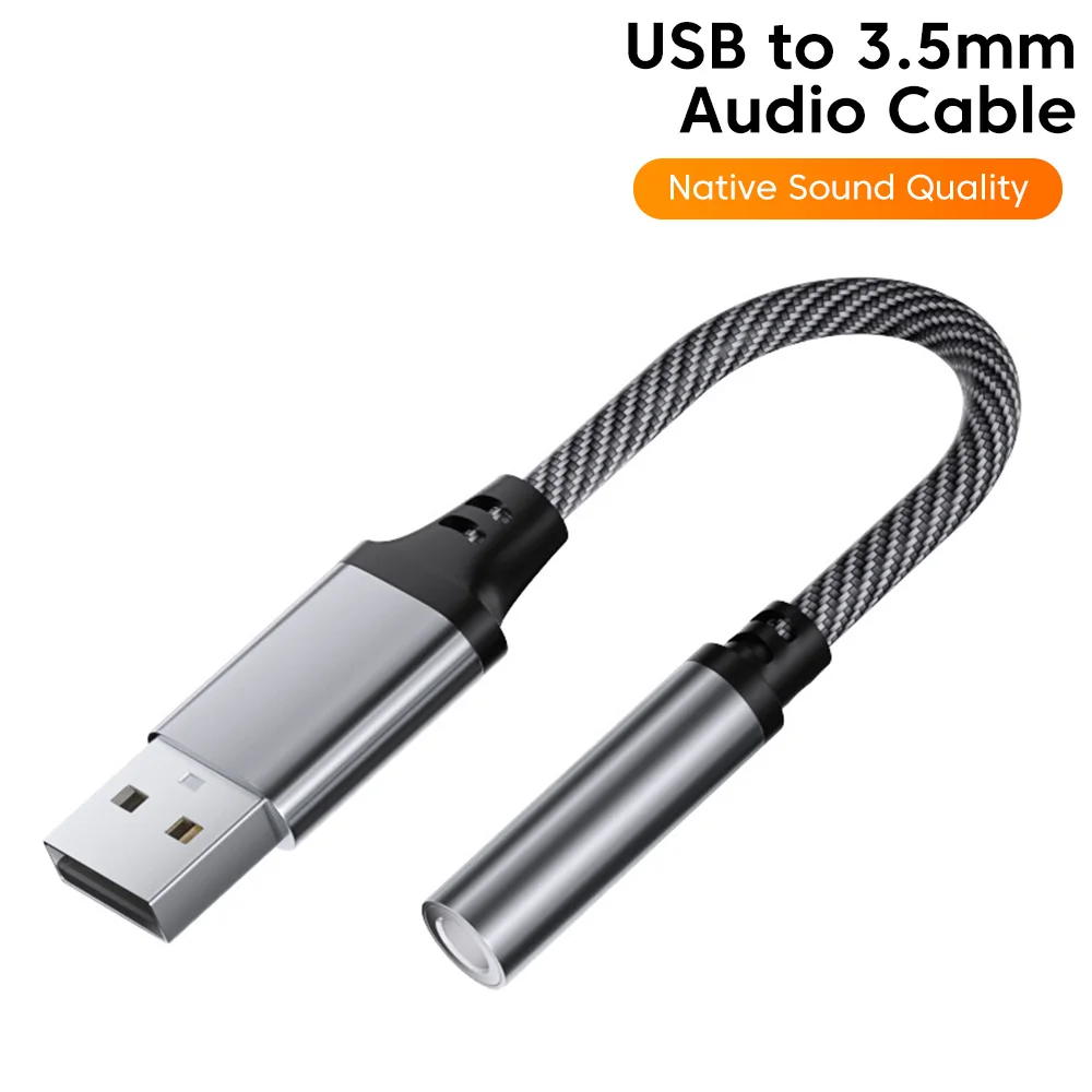 USB to 3.5mm Audio Converter Cable for Headphones and External Audio Devices