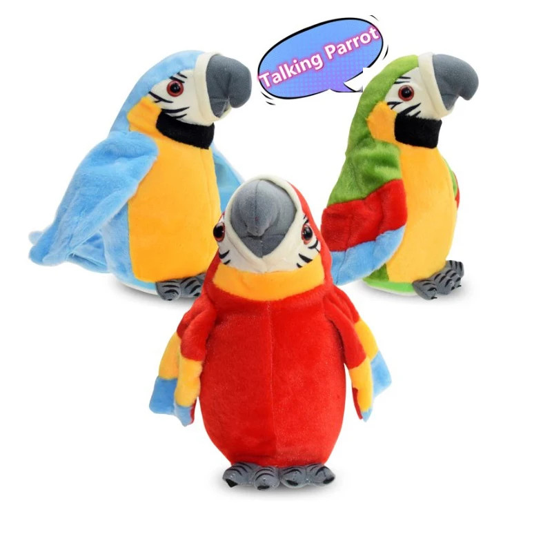 

Kids Plush Toy Cute Electric Talking Parrot Speaking Record Repeats Waving Wings Electroni Bird Stuffed Toy for Kids Gift