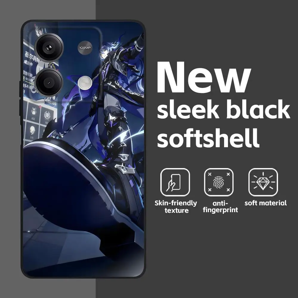Genshin Impact Flins Soft Black Phone Case