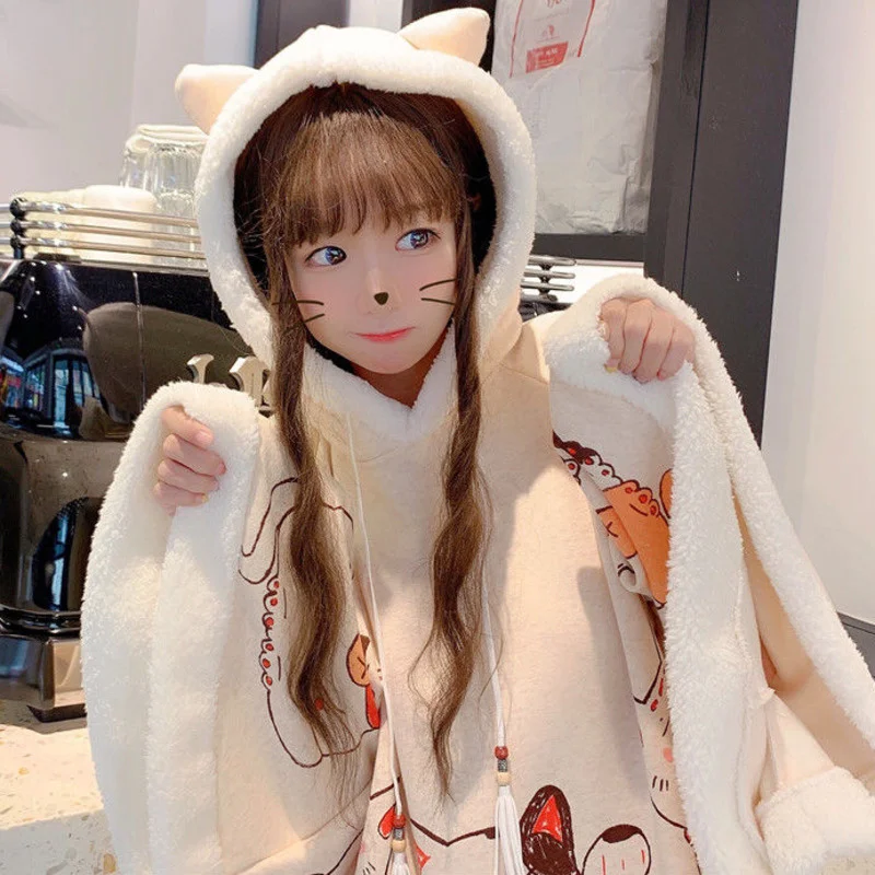 Kawaii Japanese Style Cats Winter Cloak - Special Edition