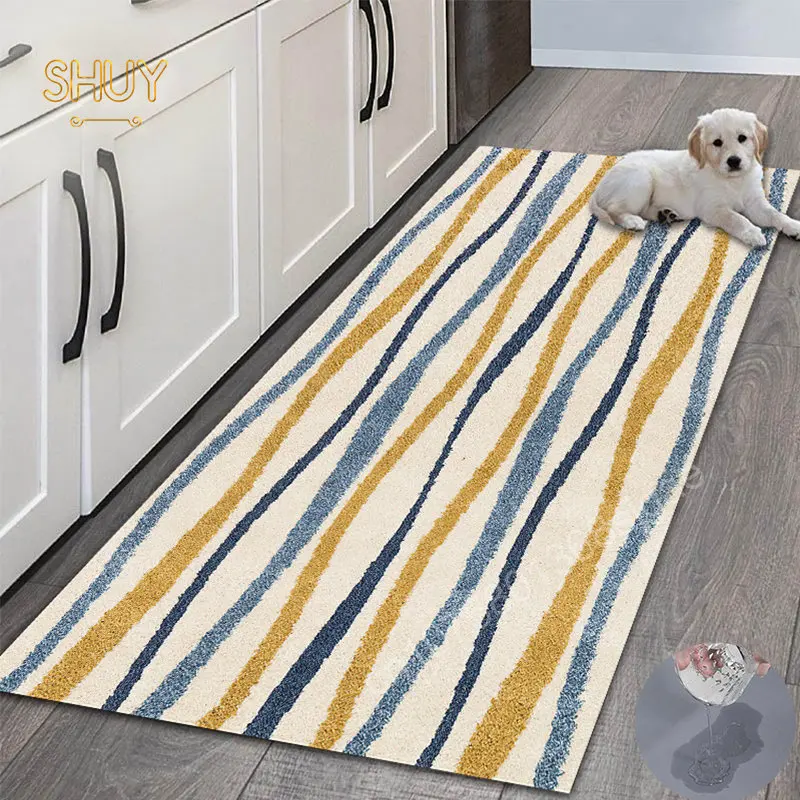 

Nordic Striped Balcony Diatom Mud Kitchen Mat Super Absorbent Rugs Bath Bedroom Non-slip Carpets Hallway Home Entrance Doormats