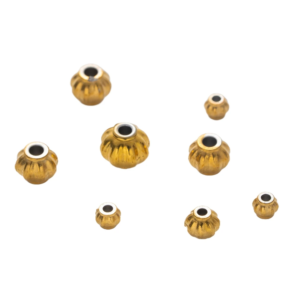 20 Stück 3/4/5/6 mm Edelstahl gewellte Laterne Spacer Perlen Kugel lose Perlen für DIY Armband Halskette Ohrring Schmuckherstellung – Detail 2