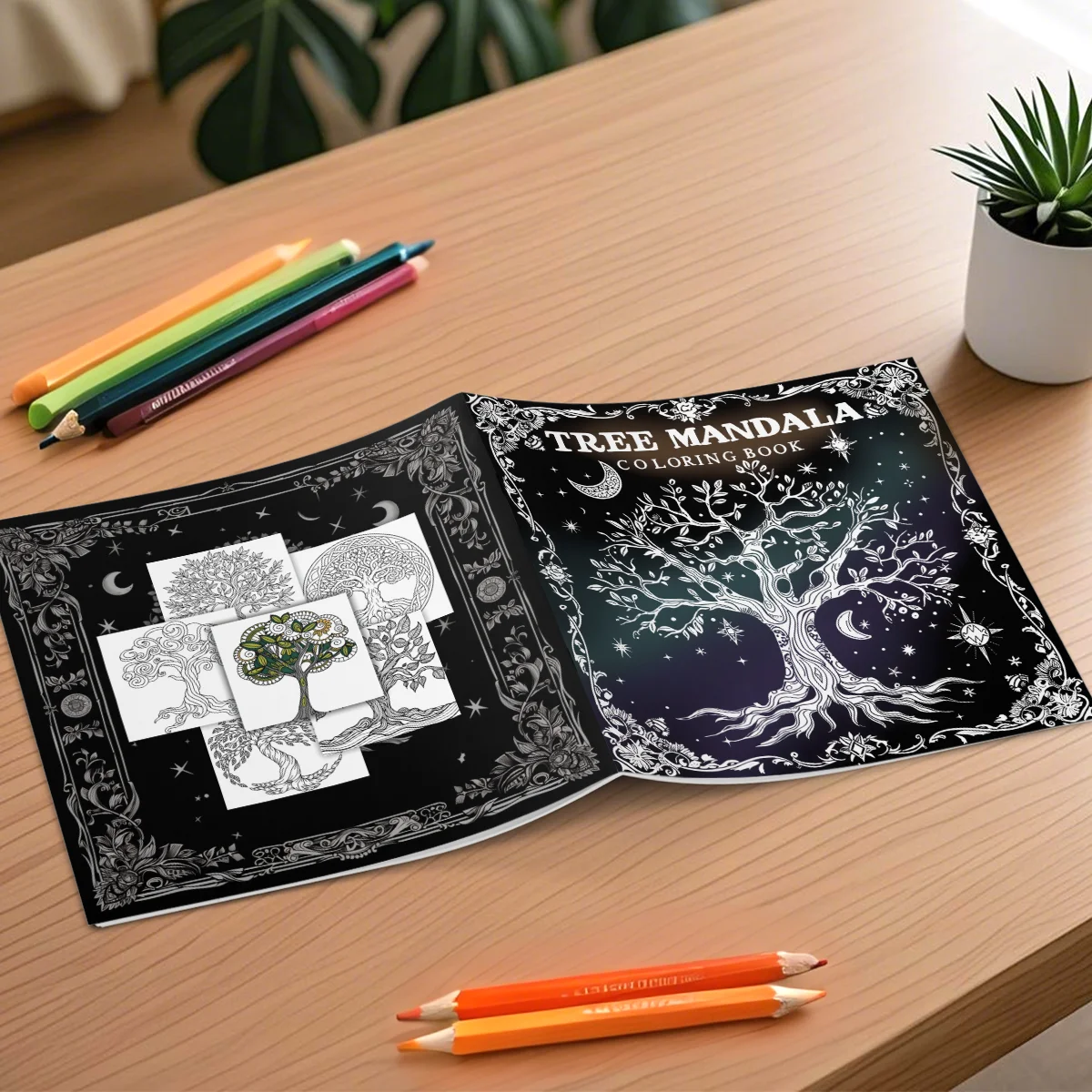 TREE MANDALA Coloring Book 24 Pages For Adults And Teens Mandala Art Theme Kill Time Graffiti Painting Drawing Gift 2