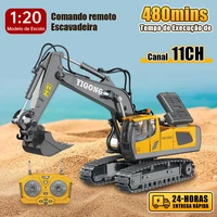 RC Excavator/Bulldozer 1/20 2.4GHz 11CH RC Construction Truck Engineering Vehicles with Light Music Christmas Gift Toys for Kids 2