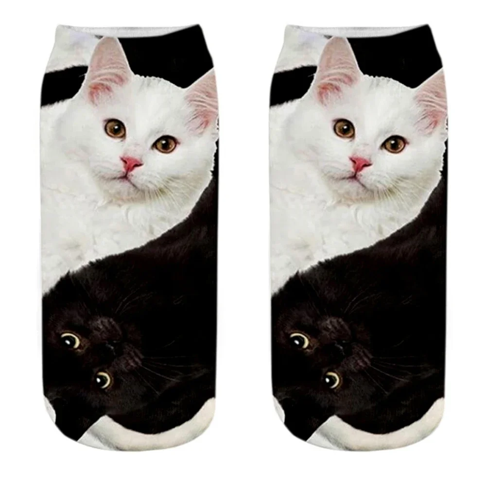 Creative Cartoon Kitten Low Ankle Socks - Unisex, Colorful, and Fun
