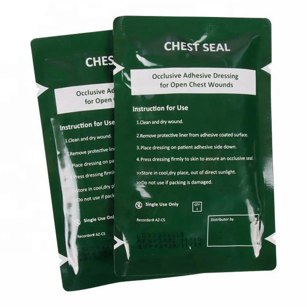 Enhanced Emergency Chest Seal Trauma Kit - Occlusive Dressing for First Aid and Rescue Bandage