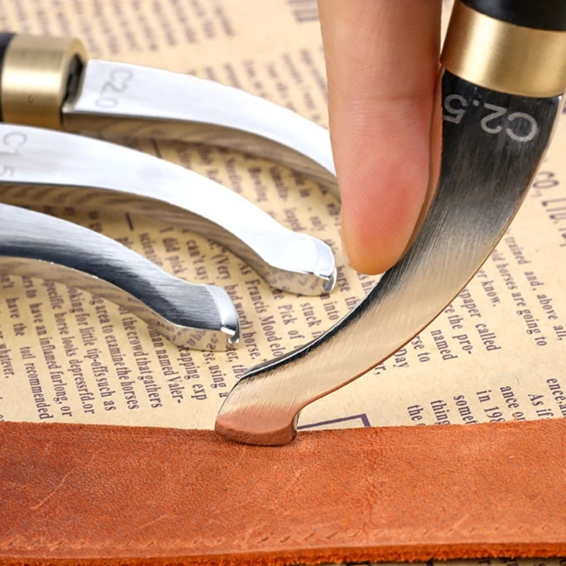 Leather Tool Leather Edger Creaser Wooden Handle Leather Shallow Slot Edging Device Trimmer Grooving Creasing