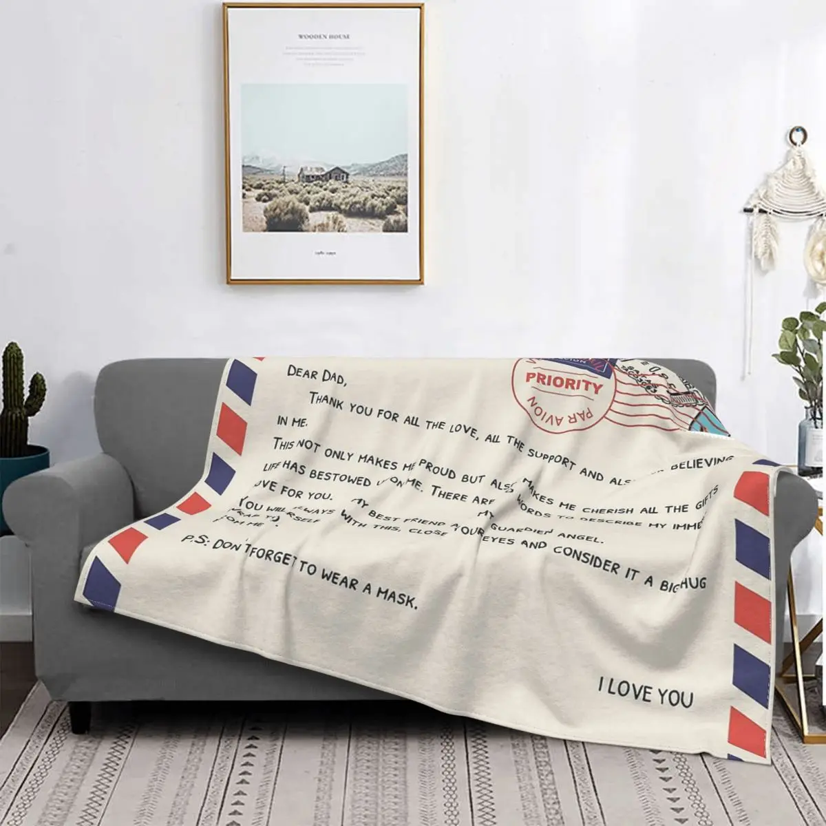 

Letter To My Daddy Dad Portable Warm Throw Blankets for Bedding Travel