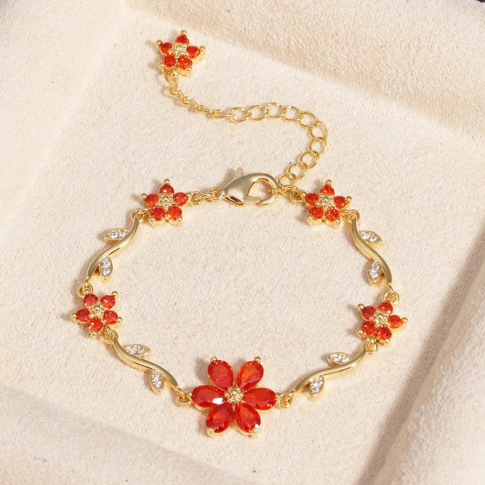 Elegant Floral CZ Bracelet with Bow Accent - Luxury Designer Jewelry Gift