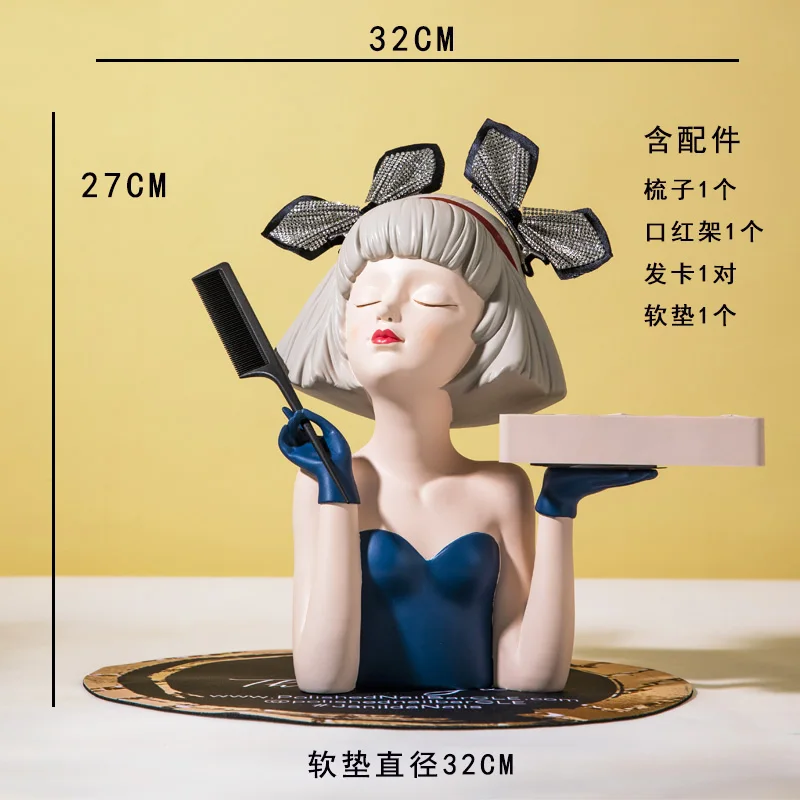 Vassoio portaoggetti per cosmetici, decorazione da scrivania, statuette decorative per camera da letto della ragazza, rossetto, profumo, accessori per la decorazione della casa - immagine 4