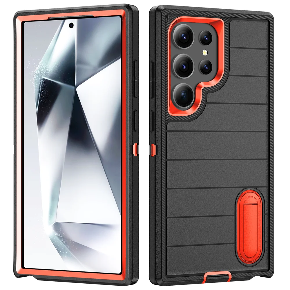 Nova capa de proteção híbrida 3 em 1 Defender para Samsung Galaxy S24 Ultra Kickstand Body Cover Funda S24Plus_voghion.com