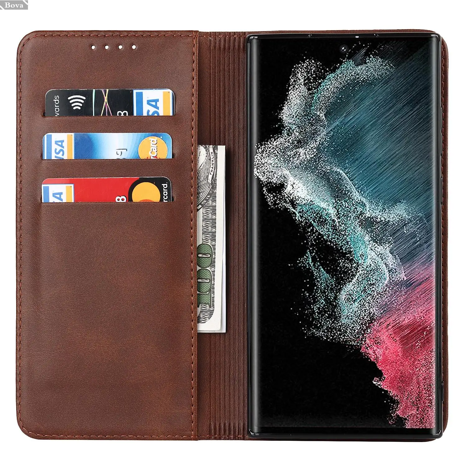 삼성 갤럭시 S22 + S23 + 울트라 5G 홀스터용 가죽 케이스, 마그네틱 매력 플립 커버 케이스, 지갑 휴대폰 가방, Fundas Coque