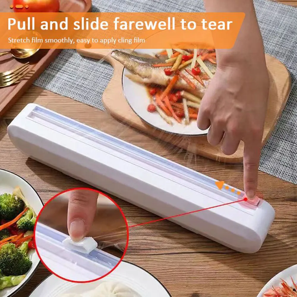 

Fixing Foil Cling Film Wrap Dispenser Food Wrap Dispenser Cutter Plastic Sharp Cutter Storage Holder Kitchen Tool Accessories