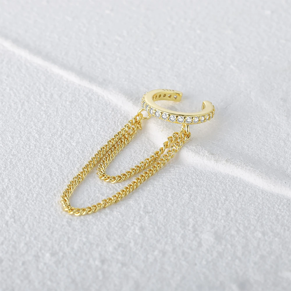 1PC 925 Sterling Silver Ear Cuff for Women Gold Plated Zircon Non-pierced Clip Earrings Fashion Jewelry Pendientes Gifts silver earrings womens earrings