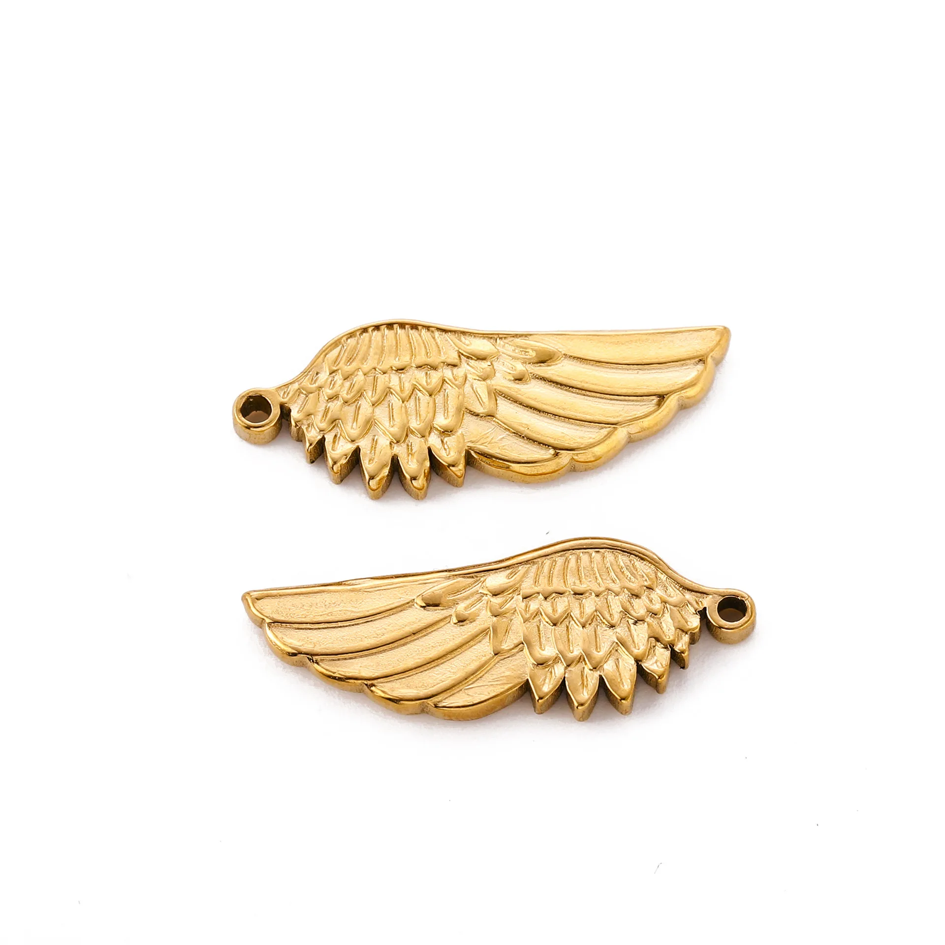 3 teile/los Edelstahl Feder Engel Flügel Charms für Schmuck Diy Ohrringe Halskette Armband Schlüsselbund Gold Farbe Zubehör – Detail 9