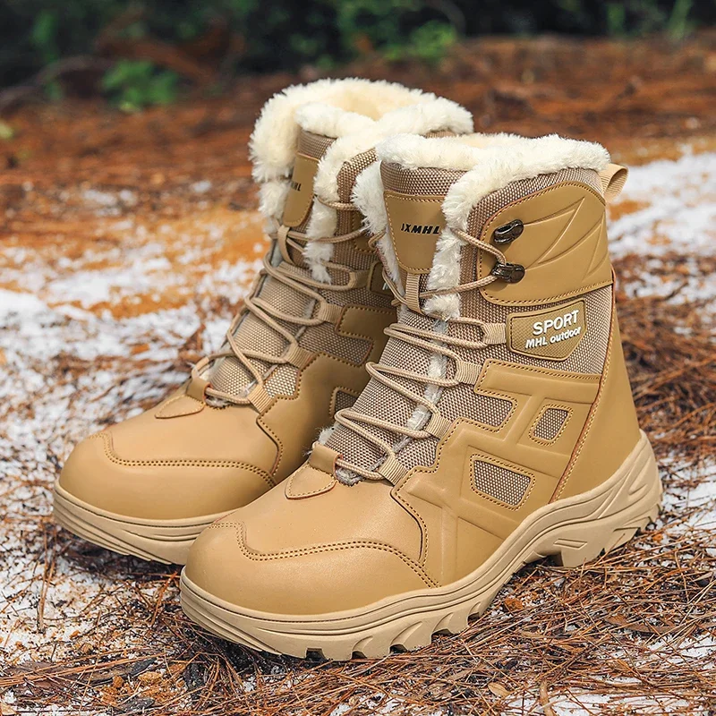 New Winter Men's Boots Warm Plush High-Top Snow Boots Waterproof Men Hiking Boots Outdoor Sneakers Men Work Fashion Ankle Boots