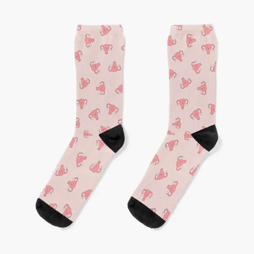 

Crazy Happy Uterus in Pink, small repeat Socks halloween Sports soccer anti-slip Woman Socks Men's