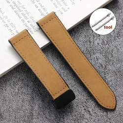 Premium Leather Silicone Magnetic Watch Strap - 20mm/22mm - 20mm (Light brown)