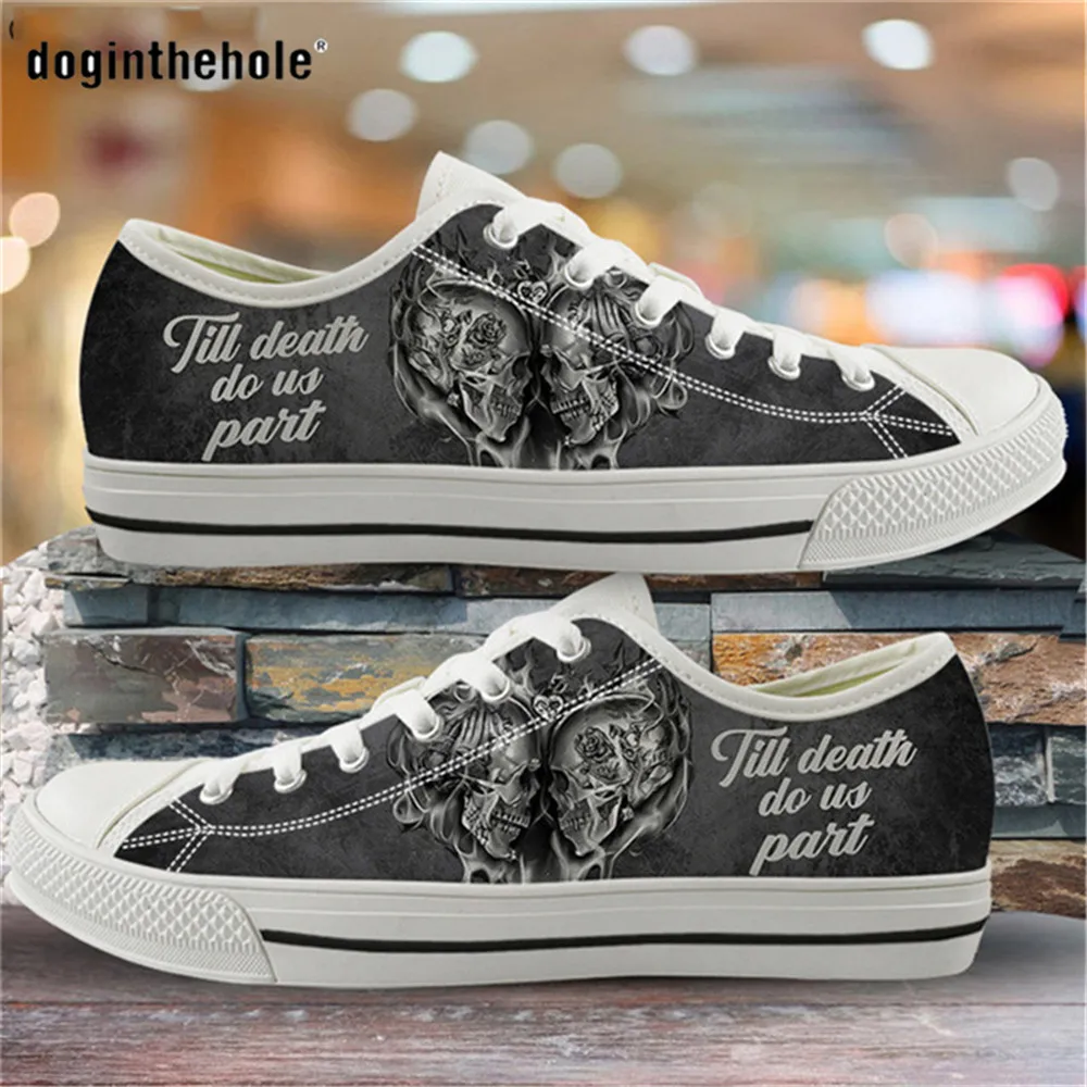 Sugar Skull Queen Patterns Women's Shoes Low Top Canvas Shoes Female Lace Up Footwear Ladies Comfortable Sneaker