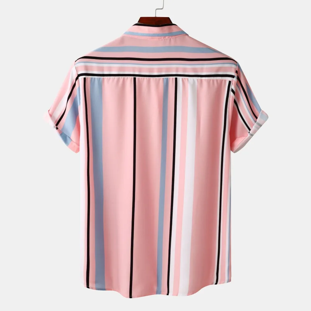 Striped Hot Style Men's Short-sleeved Casual Shirt