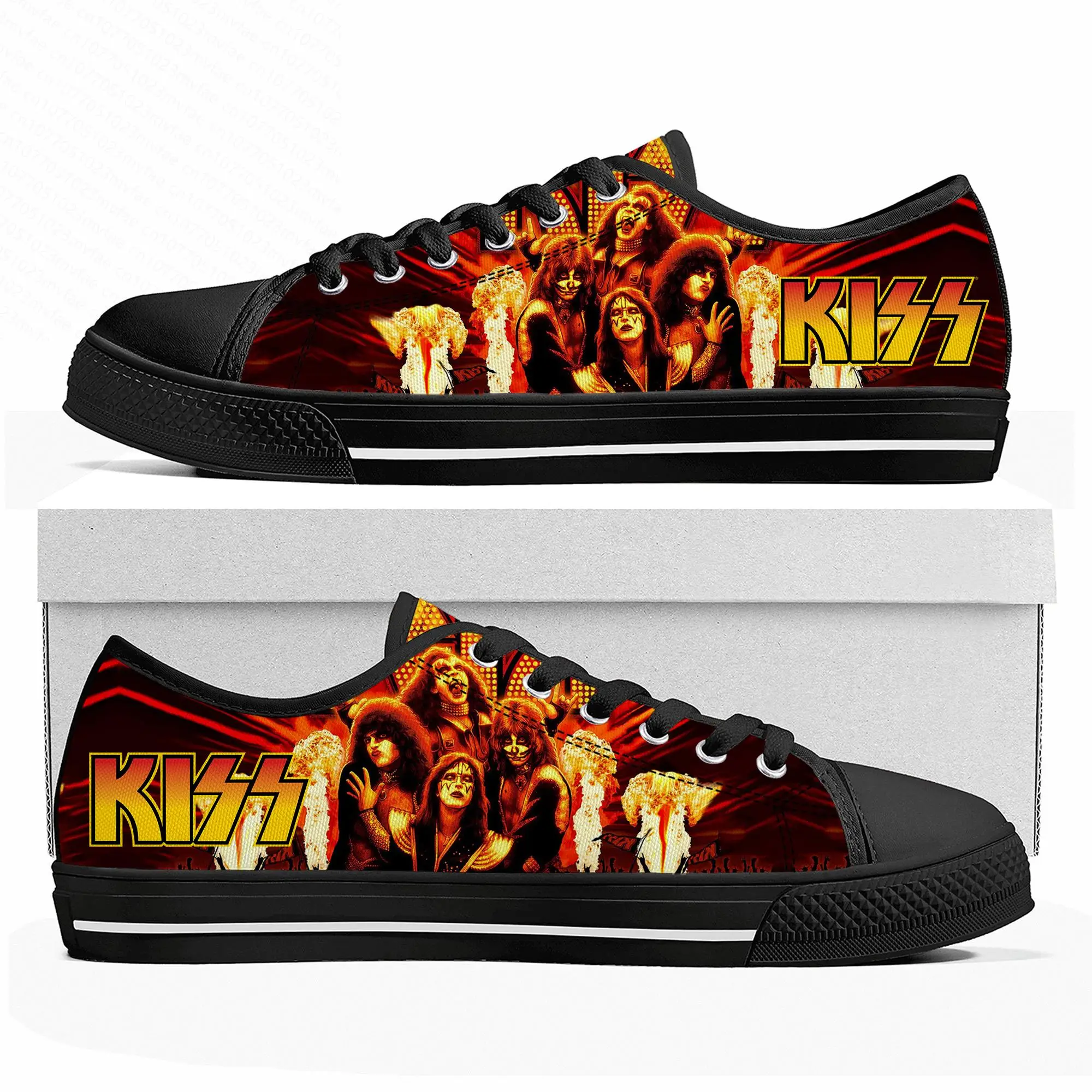 

Кроссовки Kiss Rock Band мужские/женские, низкие кеды из тяжелого металла, повседневная парусиновая обувь для подростков, под заказ