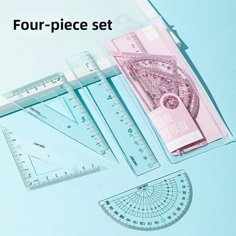 Student Rluer Set Student Ruler Set Transparent Straight Ruler Protractor Scale Ruler ...