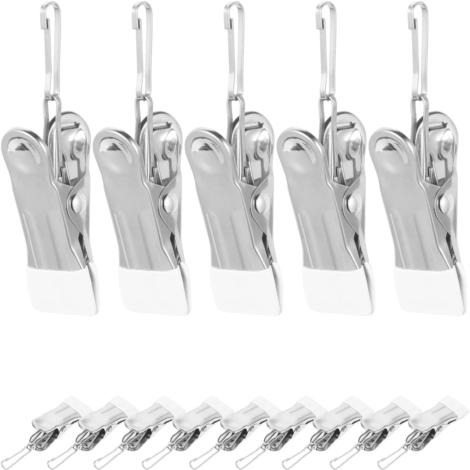 

20 Pcs Clothespin with Hanging Buckle Hooks Coat Hangers Quilt Clamp Securing Clip