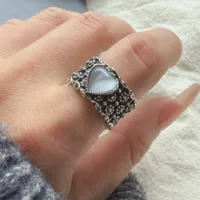 Bagues en argent Sterling 925 pour femmes, ensemble de bagues minimalistes faites à la main, Simple, large lune, bijoux de fête, cadeau pour prévenir les allergies 5