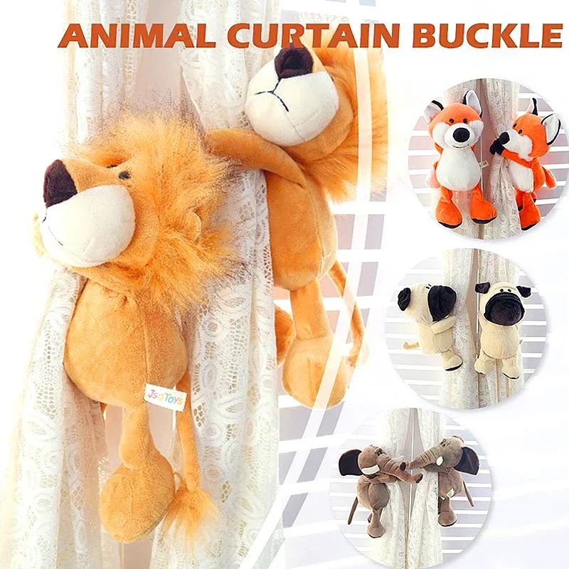 Jungle Forest Animals Curtain Tieback Holder Hooks Tie Backs Children Room Decoration Accessories Holdback Plush Curtain Straps Curtain Accessories Curtain Tiebacks