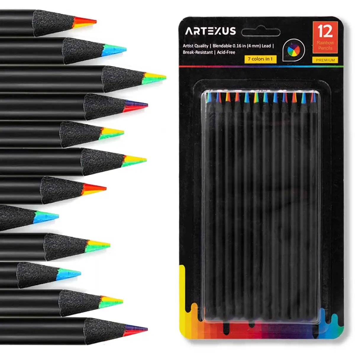 Set di Matite Colorate Arcobaleno, 24 Colori Vivaci per Disegno e