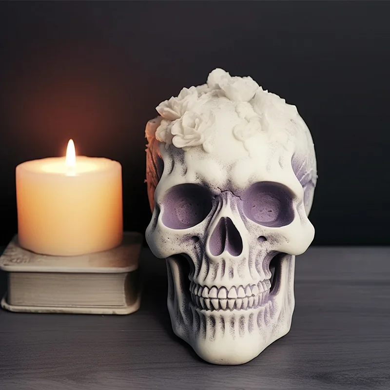 Flower Skull Silicone Mold for candles and resin crafts