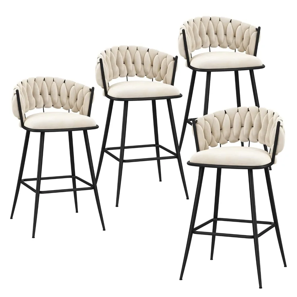 30-Inch Velvet Bar Stools Set 3