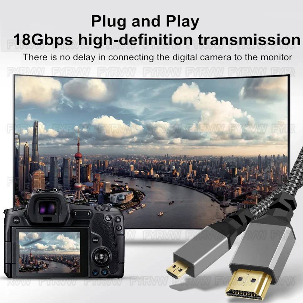 Micro HDMI-compatible to HDTV Cable 4K For GoPro Hero Raspberry Pi