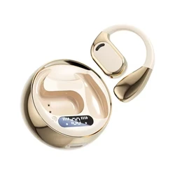 Open - Ear Bluetooth Wireless Earbuds with LED Display and AI Noise Reduction - 72 - Hour Playtime (Gold)