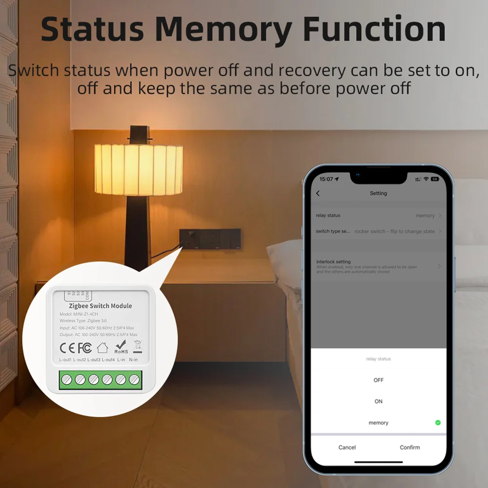 Tuya Wifi / Zigbee 16A Mini Smart Switch 1/2/3/4 Gang Support 2-way Control Work With Smart Life Alexa Google Home Yandex Alice