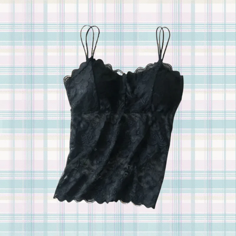 Floral Cami Padded Tank Top Women's Underwear Sexy Lace Bralette Crochet Flower Vest Camisole