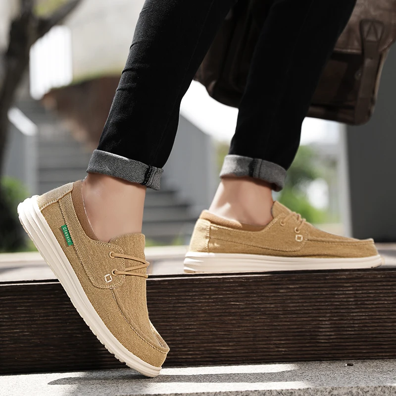 Golden Sapling Canvas Shoes Men Retro Loafers Lightweight Flats Leisure Footwear Male Summer Moccasin men's Casual Business Shoe 5