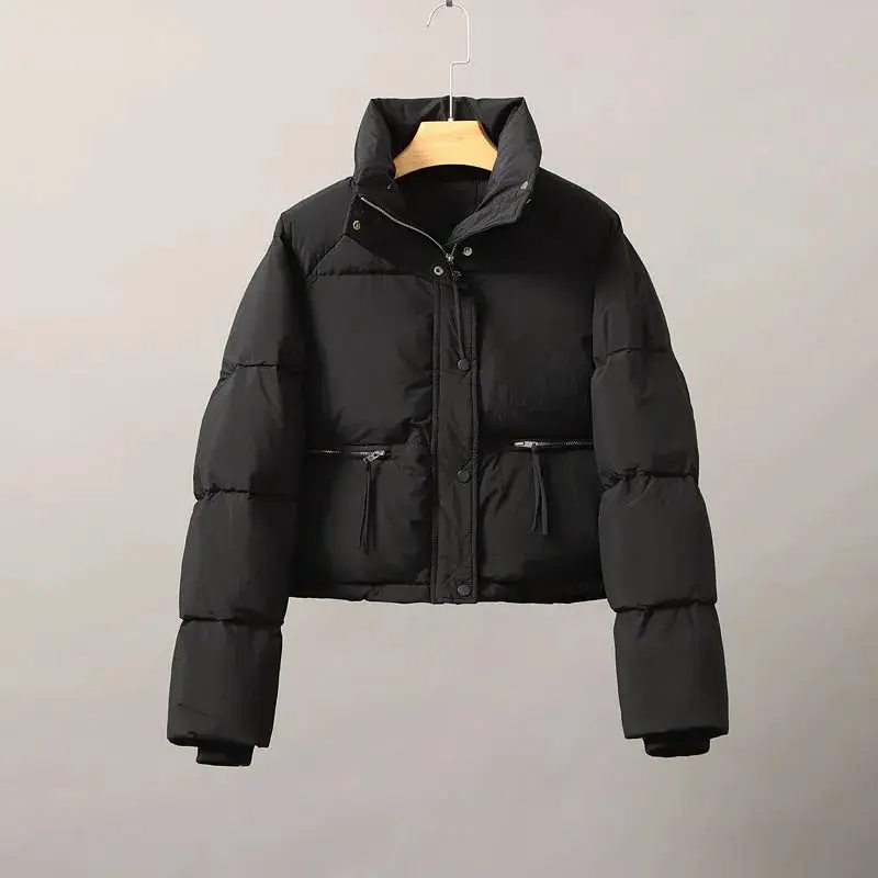 2023 New Women Cotton Clothes Short All-Match Stand Collar Thickened Thermal Cotton-Padded Clothes Hooded Coat