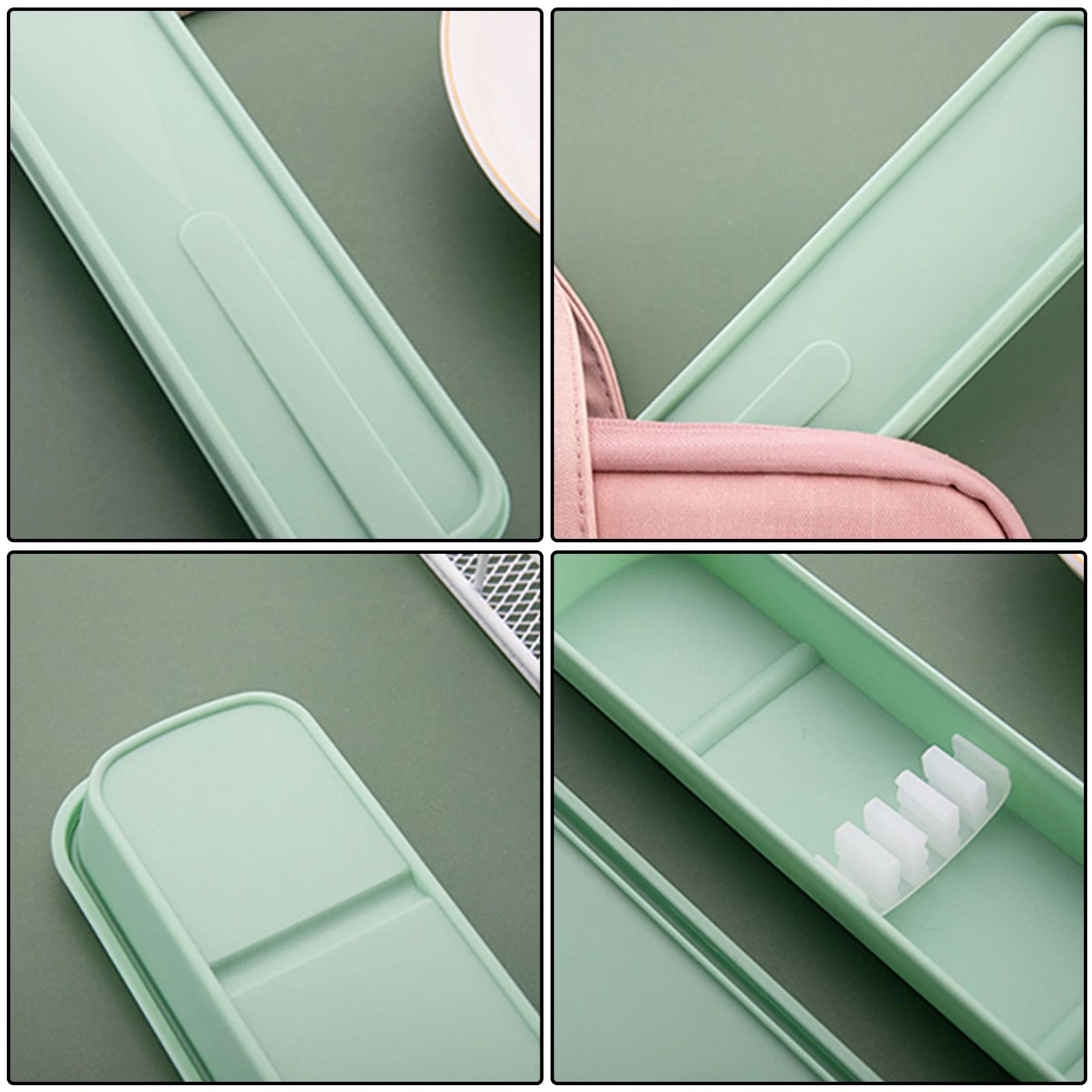 Tableware Box Environmental Cutlery Box Portable Flip Cover Type Cutlery Case Spoon Storage Box Drop-resistant Household Supplie