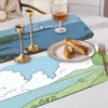 Cat And Rabbit Cartoon Painting Kitchen Draining Mat Tableware Pad Coffee Dish Drying Mat Placemat Bathroom Kitchen Drain Pad 1