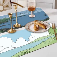 Cat And Rabbit Cartoon Painting Kitchen Draining Mat Tableware Pad Coffee Dish Drying Mat Placemat Bathroom Kitchen Drain Pad 1