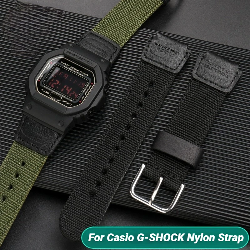 Durable Nylon Canvas Sports Watch Strap - Men's Adjustable Bracelet, Black