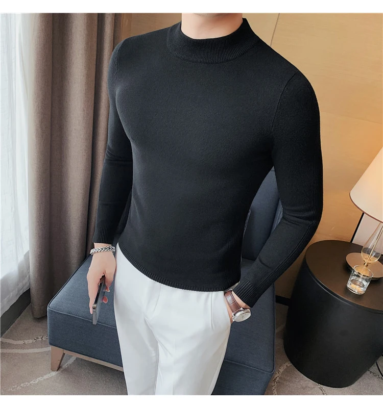alta coreano fino ajuste de malha pullovers