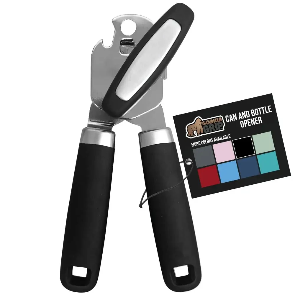 

Heavy Duty Stainless Steel Smooth Edge Manual Hand Held Can Opener With Soft Touch Handle Rust Proof Handheld Turn Knob