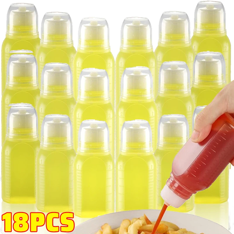 18/1PC Condiment Squeeze Bottles Portable Honey Salad Oil Ketchup Dispenser with Scale BBQ Seasoning Bottle Kitchen Containers