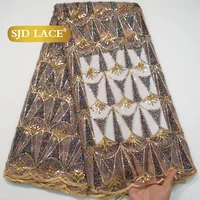 SJD africain paillettes dentelle tissu 2025 haute qualité français maille dentelle nigérian broderie Net tissus pour robe de mariée coutureA3847 6
