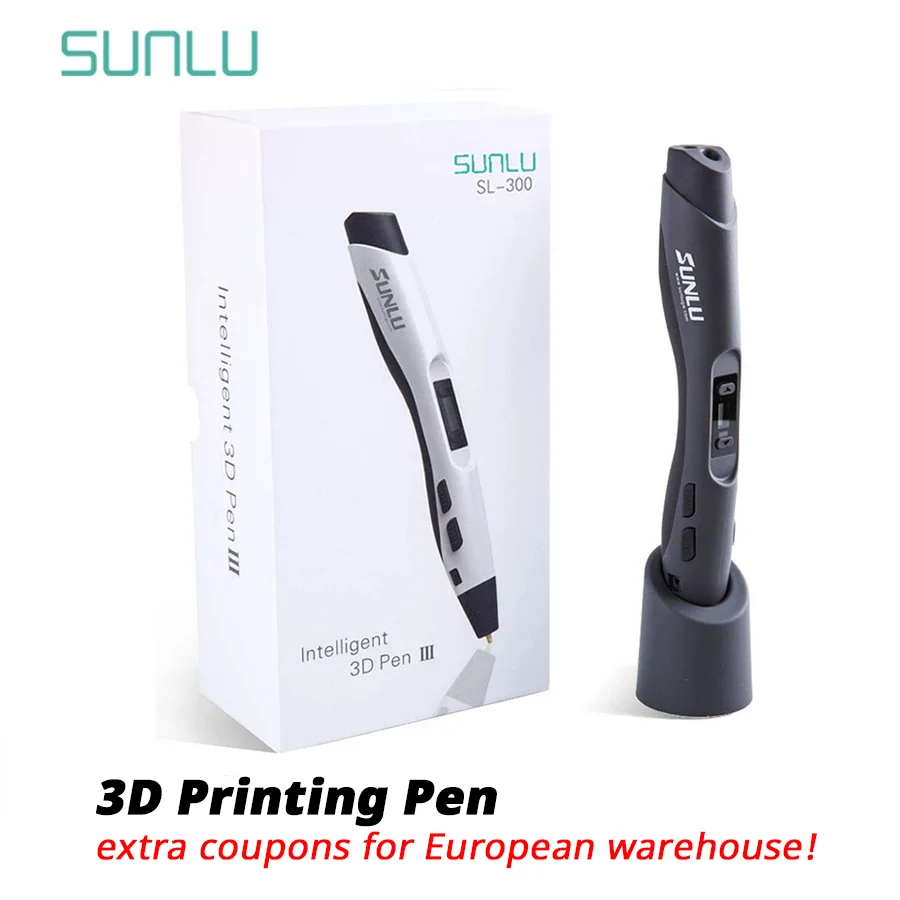 SUNLU SL-300 3D Pen With Plug 3D Printing Pens Support PLA/ABS Filament 1.75mm 8 levels Speed Control Child Christmas Gift sunlu 250g roll pla meta 3d filament 1 75mm fdm 3d printer high liquidity better for fast printing warm color child pen refill