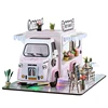 DIY Wooden Miniature Model Kit Flower Cart Casa Doll Houses 3D Puzzle Dollhouse With Furniture LED Lights for Friends Gifts 1