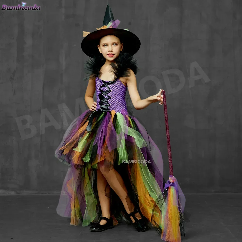 

Witch Tutu Dress for Girls Cosplay Outfit Princess Girl Fancy Dresses Children Clothes Set Carnival Halloween Costumes for Kids