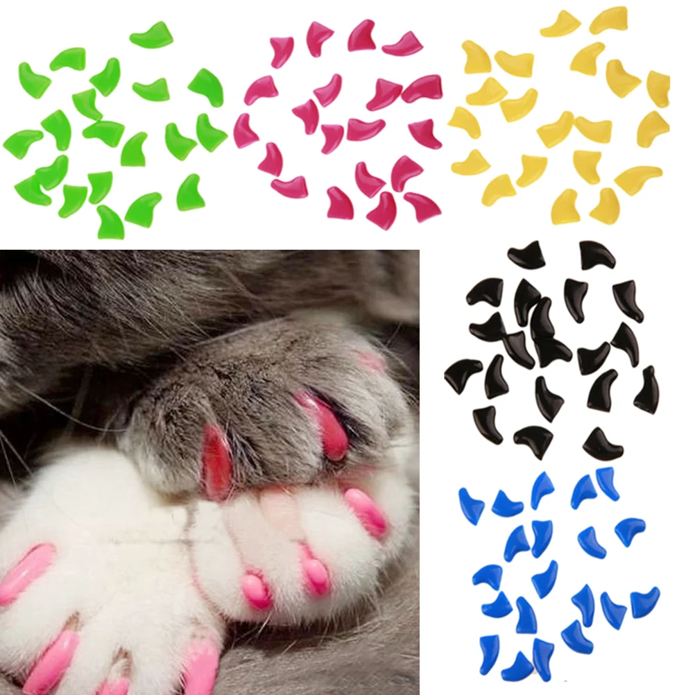 

100pcs Pet Nail Caps Lovely Pet Paw Claw Control Nail Protector for Cat and Dog Size XS (Assorted Color)